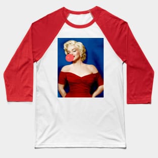 Marilyn Monroe Blowing a Bubble Print Baseball T-Shirt